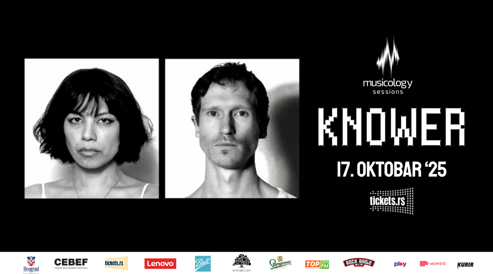 Najava nastupa benda KNOWER u okviru Musicology Sessions koncertnog serijala, 17. oktobra 2025. godine